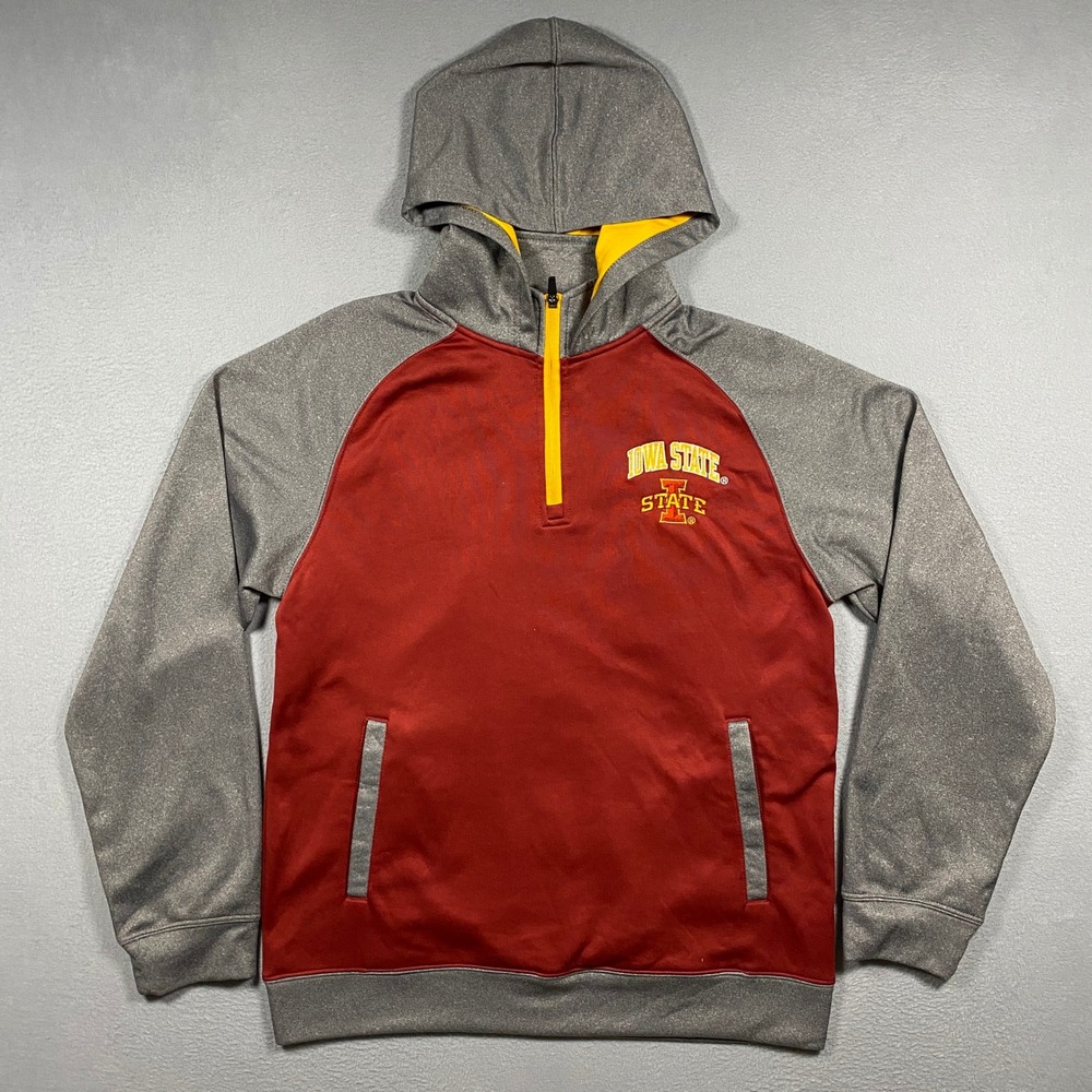 Champion Hoodie Mens Medium Red Iowa State Cyclones 1/4 Zip Performance Fleece